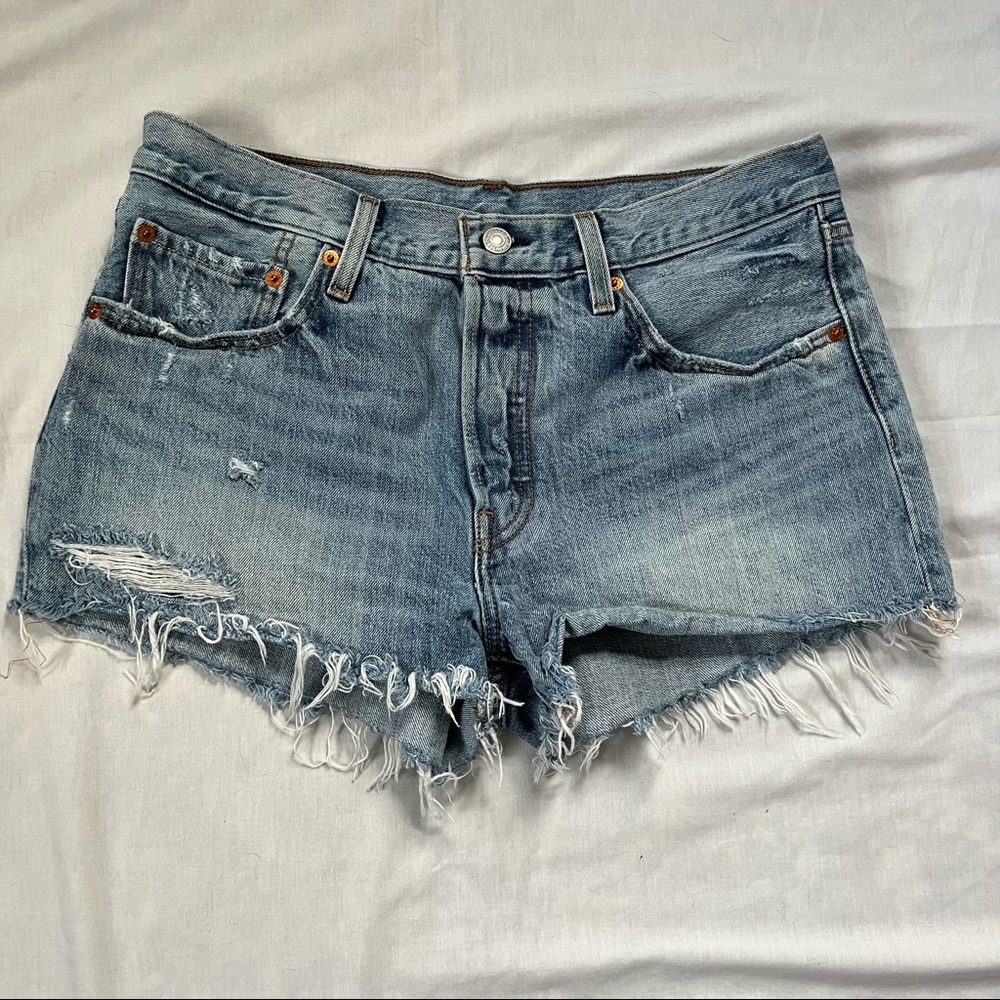 Levi Distressed Buttonfly Cutoffs - image 4